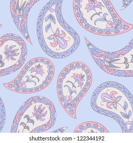 Paisley floral textile pattern. Seamless pattern can be used for wallpaper, fabrics, paper craft projects, web page background,surface textures. Abstract textile floral background