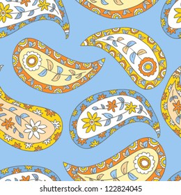 Paisley floral textile pattern. Seamless pattern can be used for wallpaper, fabrics, paper craft projects, web page background,surface textures. Abstract textile floral background