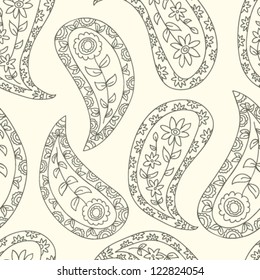 Paisley floral textile pattern. Seamless pattern can be used for wallpaper, fabrics, paper craft projects, web page background,surface textures. Abstract textile floral background