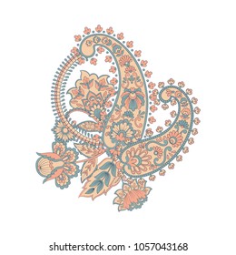 Paisley floral vector illustration in damask style
