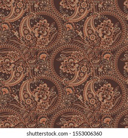 Paisley floral vector illustration in damask style. seamless background