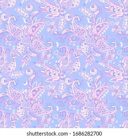 paisley floral vector illustration in damask style. seamless background