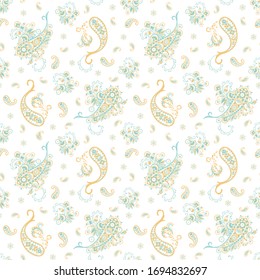 paisley floral vector illustration in damask style. seamless background
