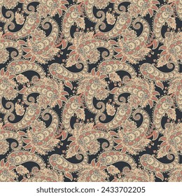 paisley floral vector illustration in damask style. seamless background