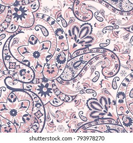 Paisley floral vector illustration in damask style. ethnic background