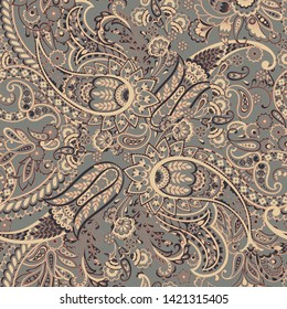 paisley floral vector pattern in damask style. seamless background