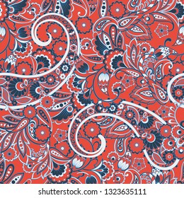 Paisley Floral vector Pattern. Seamless Ornamental Indian fabric patterns.