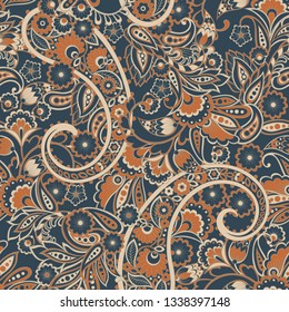 Paisley Floral vector Pattern. Seamless Ornamental Indian fabric patterns.