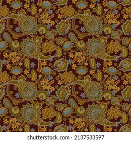 Paisley-Vectordesign. Nahtloser asiatischer Textilhintergrund