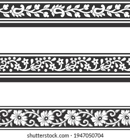 paisley and flower border for fabric print, embroidery use