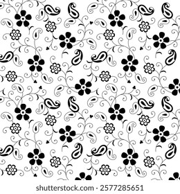 Paisley Flower Design pattern For background, wallpaper.