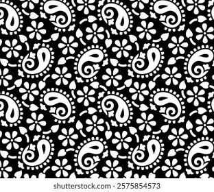 Paisley Flower Design pattern For fabric print, Background.