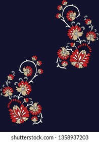 paisley  flower    Design pattern on navy