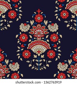 paisley  flower    Design pattern on navy
