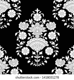 paisley flower Design pattern on black and white