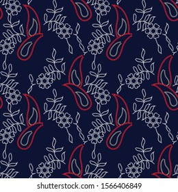 paisley  flower    Design pattern on navy background