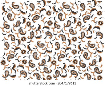 paisley and flower pattern for background. texture. fabric print. surface. border use