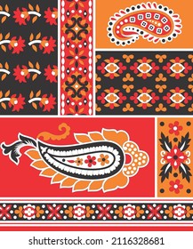 Patrón de paisley y flor con borde para impresión de pared, impresión de tela, azulejos, borde, textura, uso de fondo 