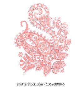 paisley flower pattern in damask style, indian  floral design, vector illustration