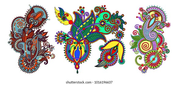 paisley flower pattern in ethnic style, indian decorative floral design, vector illustration