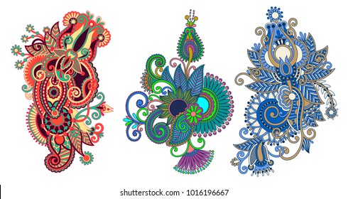 paisley flower pattern in ethnic style, indian decorative floral design, vector illustration