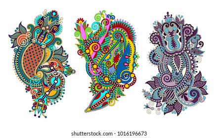 paisley flower pattern in ethnic style, indian decorative floral design, vector illustration