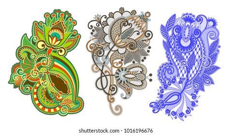 paisley flower pattern in ethnic style, indian decorative floral design, vector illustration