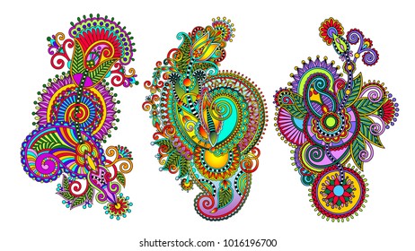 paisley flower pattern in ethnic style, indian decorative floral design, vector illustration