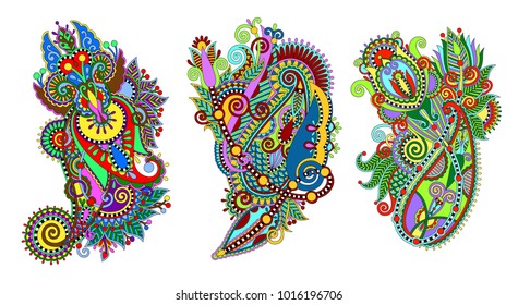 paisley flower pattern in ethnic style, indian decorative floral design, vector illustration