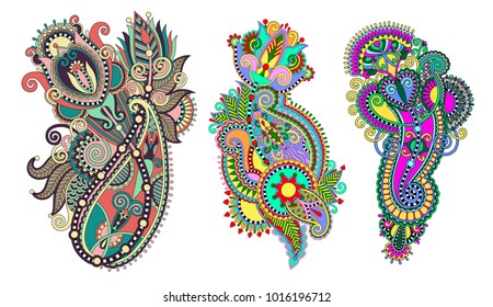 paisley flower pattern in ethnic style, indian decorative floral design, vector illustration