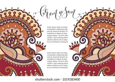 paisley flower pattern in ethnic style, indian decorative floral design to poster, spring greeting card and holiday design, vector illustration