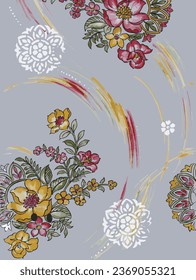 paisley flower seamless pattern vector