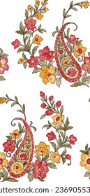 paisley flower seamless pattern vector