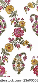 paisley flower seamless pattern vector