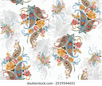 Paisley Blume nahtlose Muster Vektor. traditionelles florales Paisley-Muster. Stickmuster, Textilmuster.