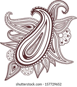 Paisley flowers mehndi design-abstract, EPS8 - vector graphics.