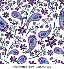 paisley and flowers, seamless abstract pattern for textile texture