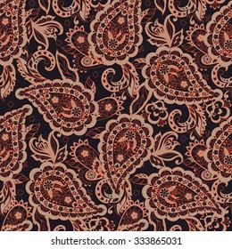 Paisley flores sin patrón. Ilustración vectorial floral asiática para textil