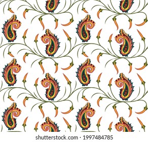 paisley and flowers vector design and background
