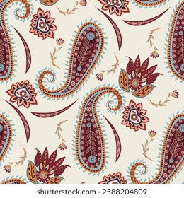 Paisley folk flower print design floral ethnic seamless pattern floral abstract ornament pattern.