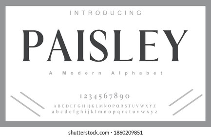 Paisley font. Elegant alphabet letters font and number. Lettering Minimal Fashion Designs. Typography fonts regular uppercase and lowercase. vector illustration