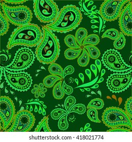 paisley green seamless pattern