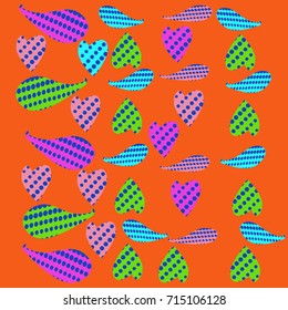Paisley, halftone, heart seamless  pattern . Hand drawn.
