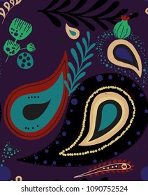 Paisley. Hand drawing - intentional slight negligence.