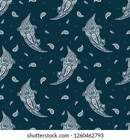 Paisley Hand Drawn pattern. Beautiful seamless background. Elegant vintage Pattern