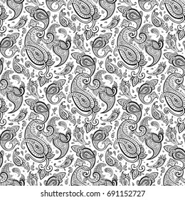 Paisley Hand Drawn pattern. Beautiful seamless background. Elegant vintage Pattern