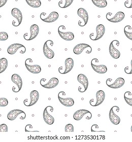 Paisley hand drawn vector seamless pattern. Abstract exotic background for surface design, textile, wrapping paper, wallpaper, phone case print, fabric.