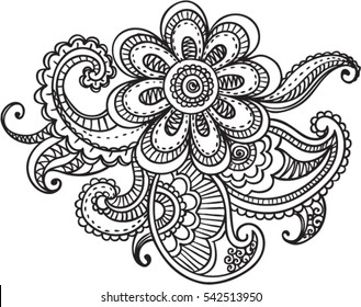 Mehndi Flower Pattern Henna Drawing Tattoo Stock Vector (Royalty Free ...