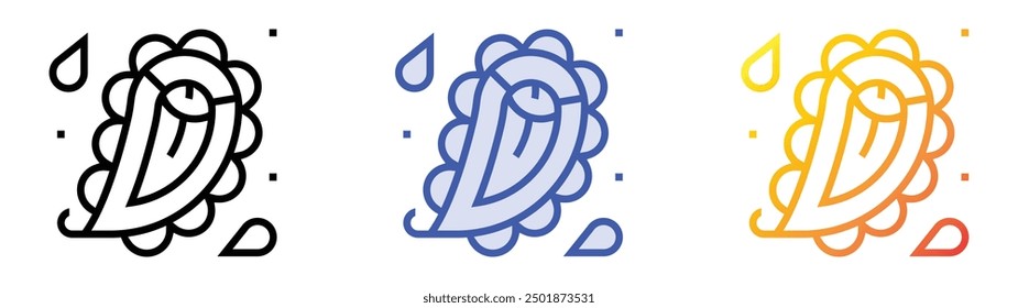 paisley icon. Linear, Blue Fill and Gradient Style Design Isolated On White Background