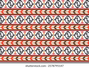 Paisley Ikat Design Pattern, Fabric Print.